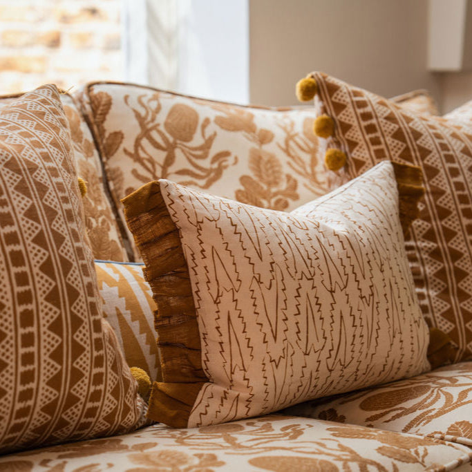 Serrata Dual Use Printed Linen Oyster/Old Gold