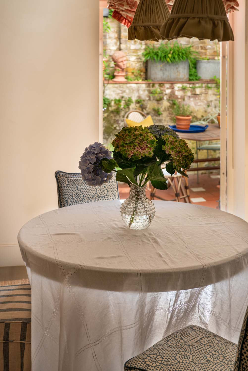 Double Hemstitch Check Round Tablecloth