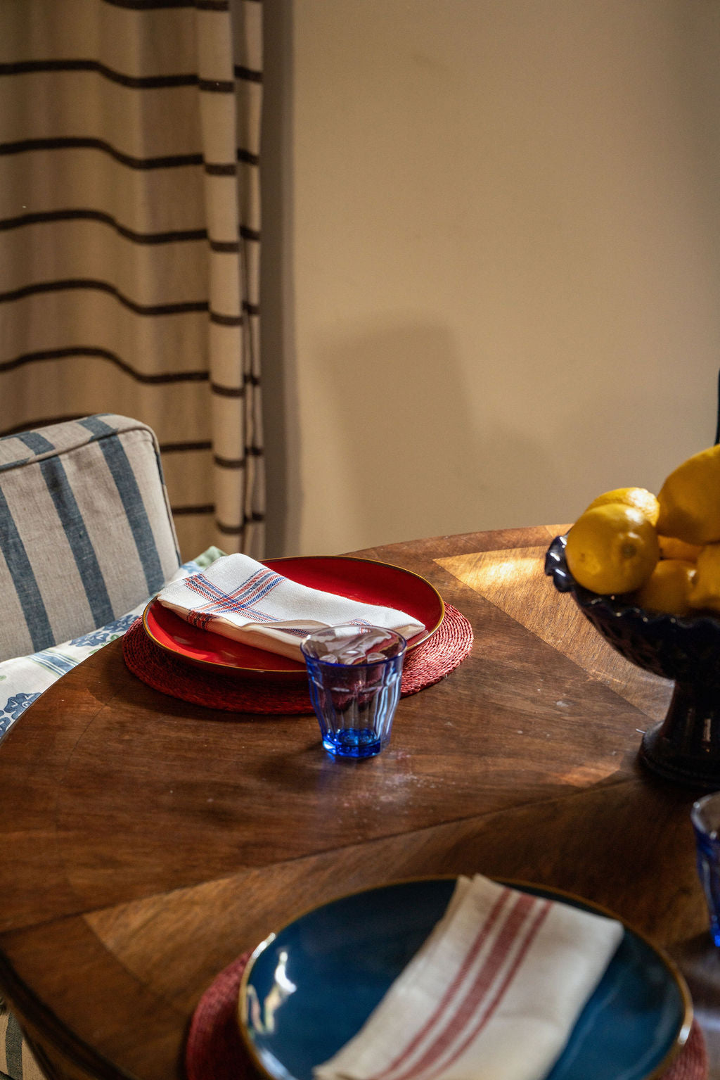 Set of 6 French Red Stripe Napkins