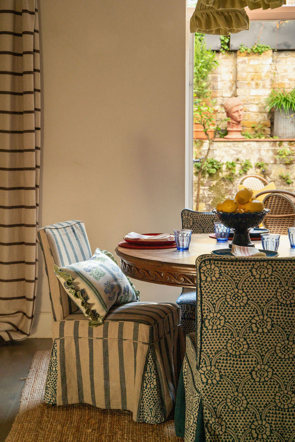 Ivan Dual Use Printed Linen Prussian Blue/Natural