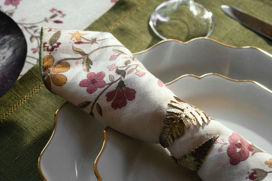 Set of Scarlet Flax & Field Flowers Printed Napkins