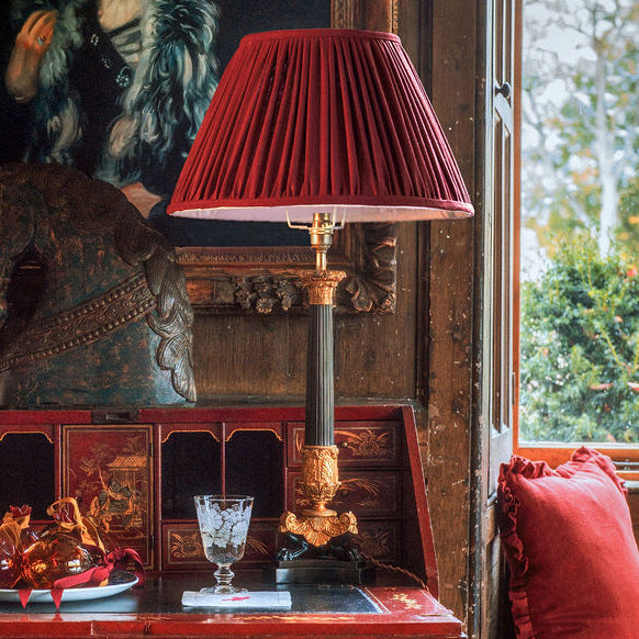 Available Now Hand Pleated Empire Lampshade in Volga Red