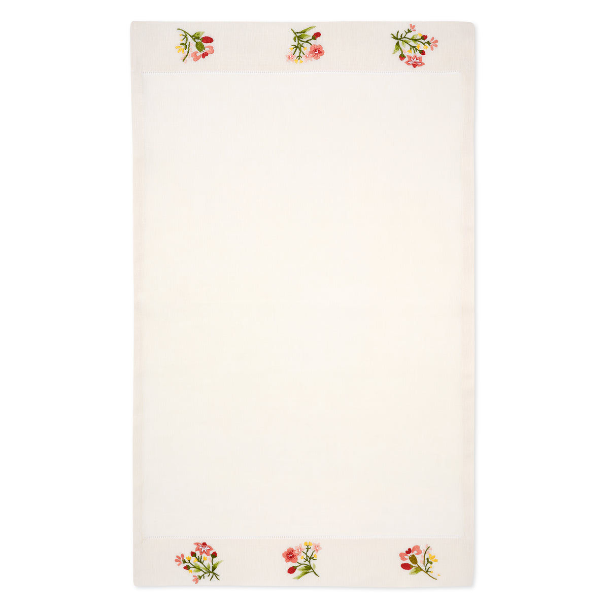 Field Flower Hand Towel in Natural White with Scarlet Broderie