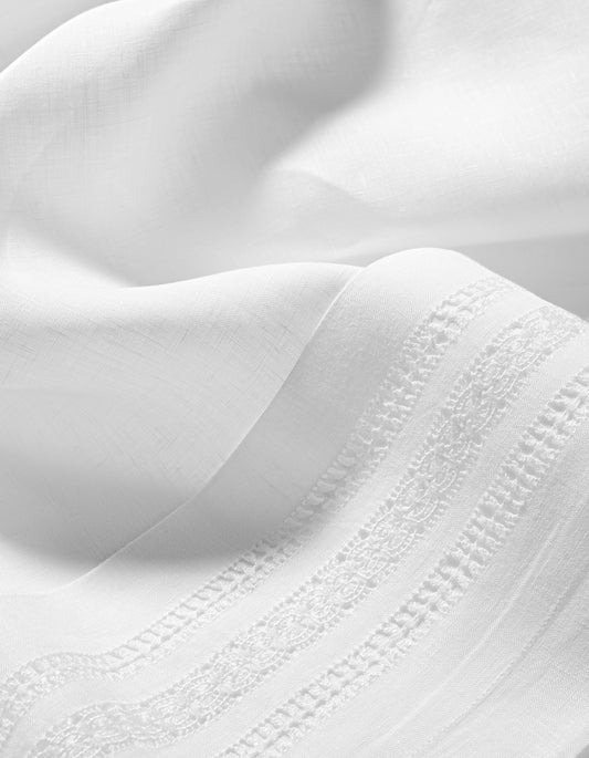 Eugenie Top Sheet in Pure White with Ajoure