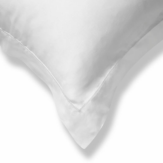 Theodora Oxford Pillowcase in Pure White with Ajoure