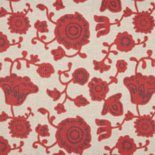 Sample - Persian Poppy Dual Use Printed Linen Red