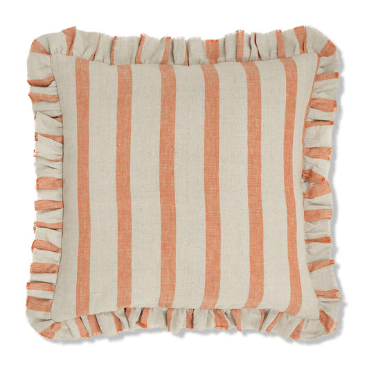 Bold Stripe Cushion in Terracotta with Frill