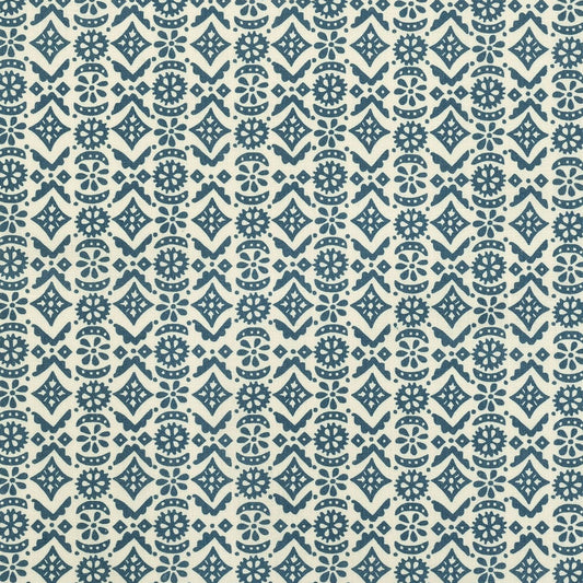 Sample – Dual Use Printed Linen Hawelka Oyster/Prussian Blue