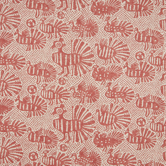Sample - Paper-Backed Sirin Dual Use Printed Linen Wallcovering Terracotta/Natural