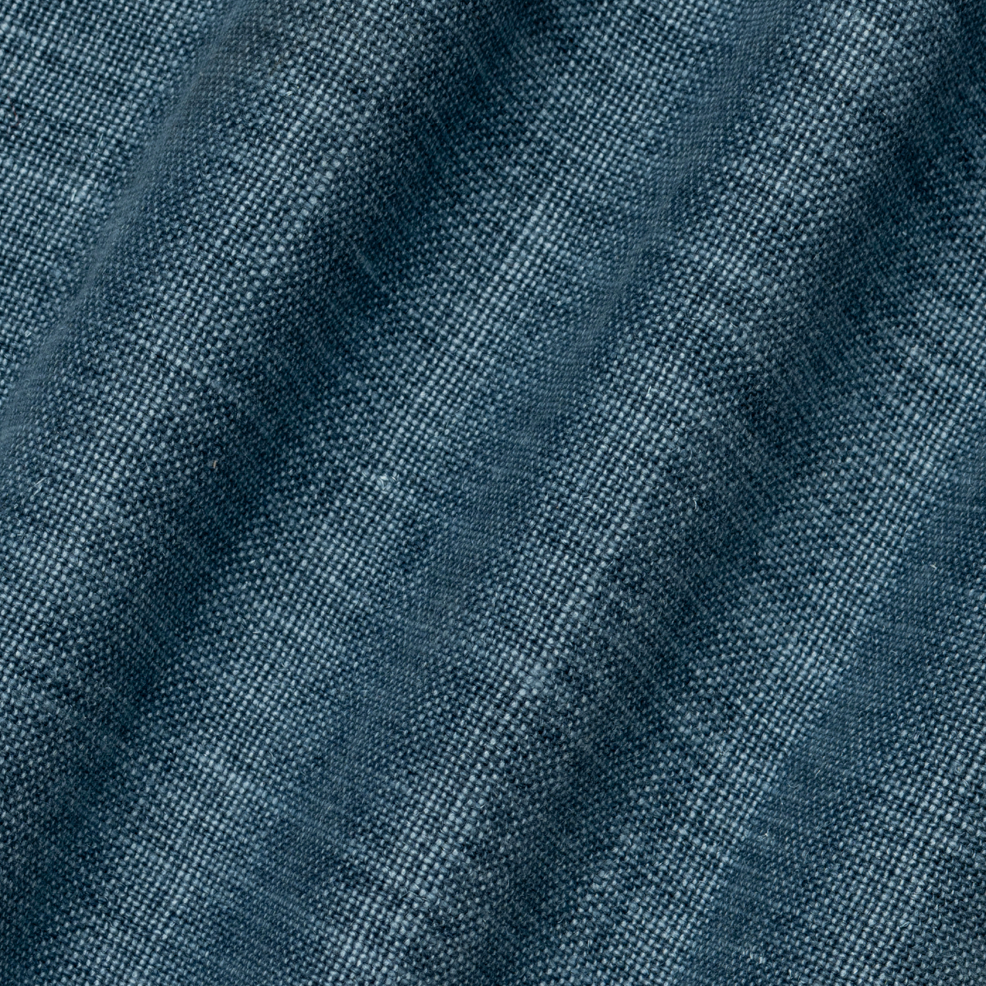 detail image of mid weight laundered linen in delft blue