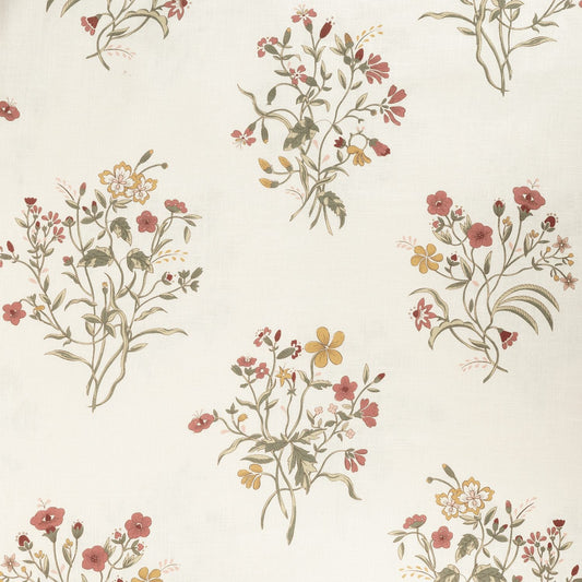 Sample – Flax & Field Flowers Dual Use Printed Linen Scarlet/Pale Oyster