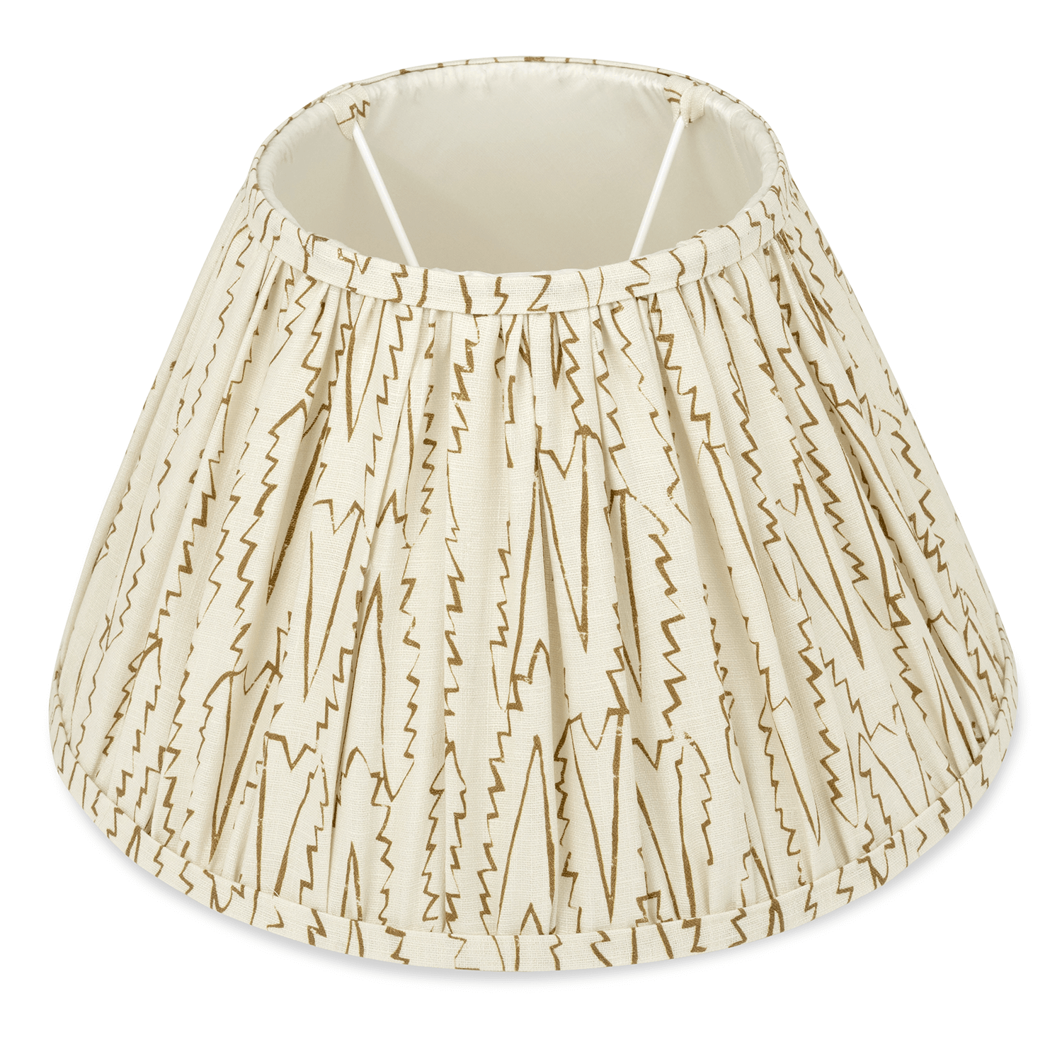 Hand Pleated Empire Lampshade in Serrata Print Old Gold