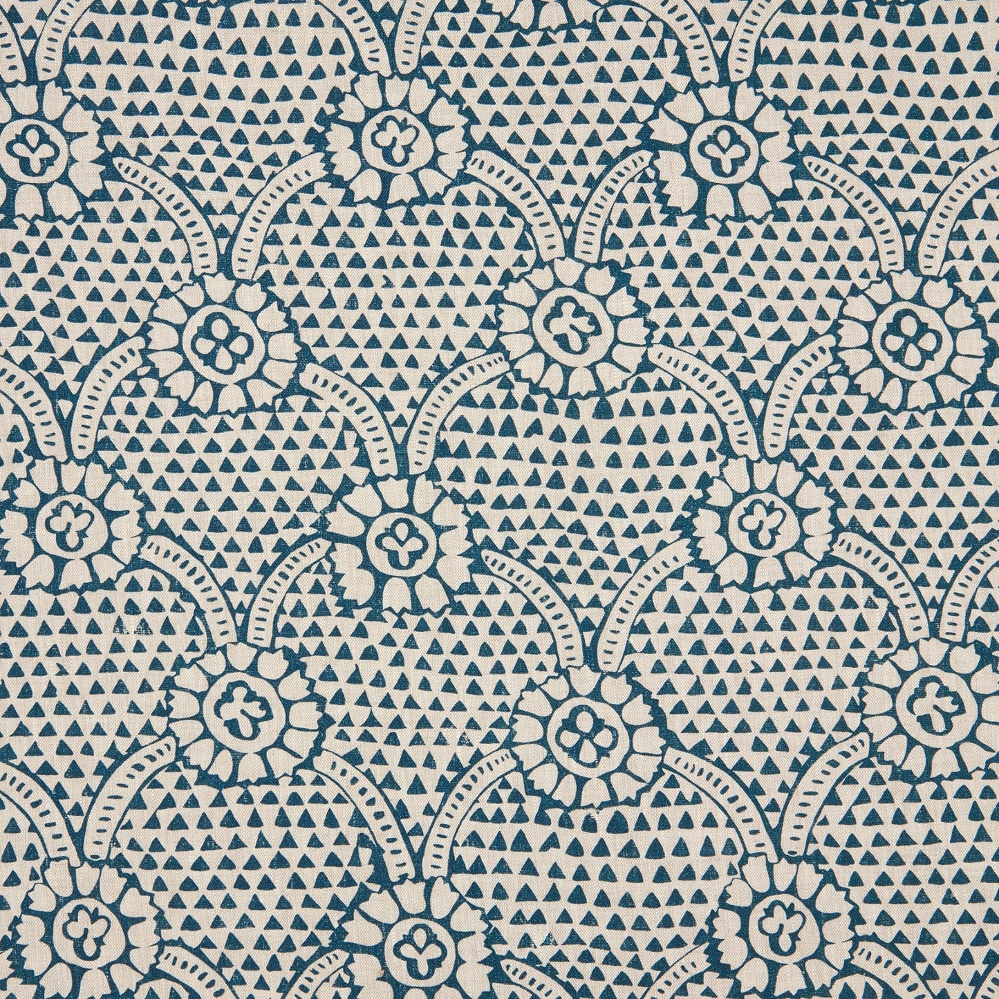 Sample - Ivan Dual Use Printed Linen Prussian Blue/Natural