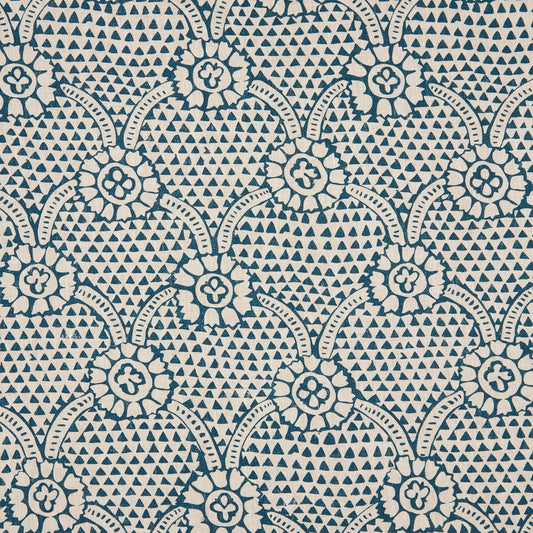 Sample - Ivan Dual Use Printed Linen Prussian Blue/Natural