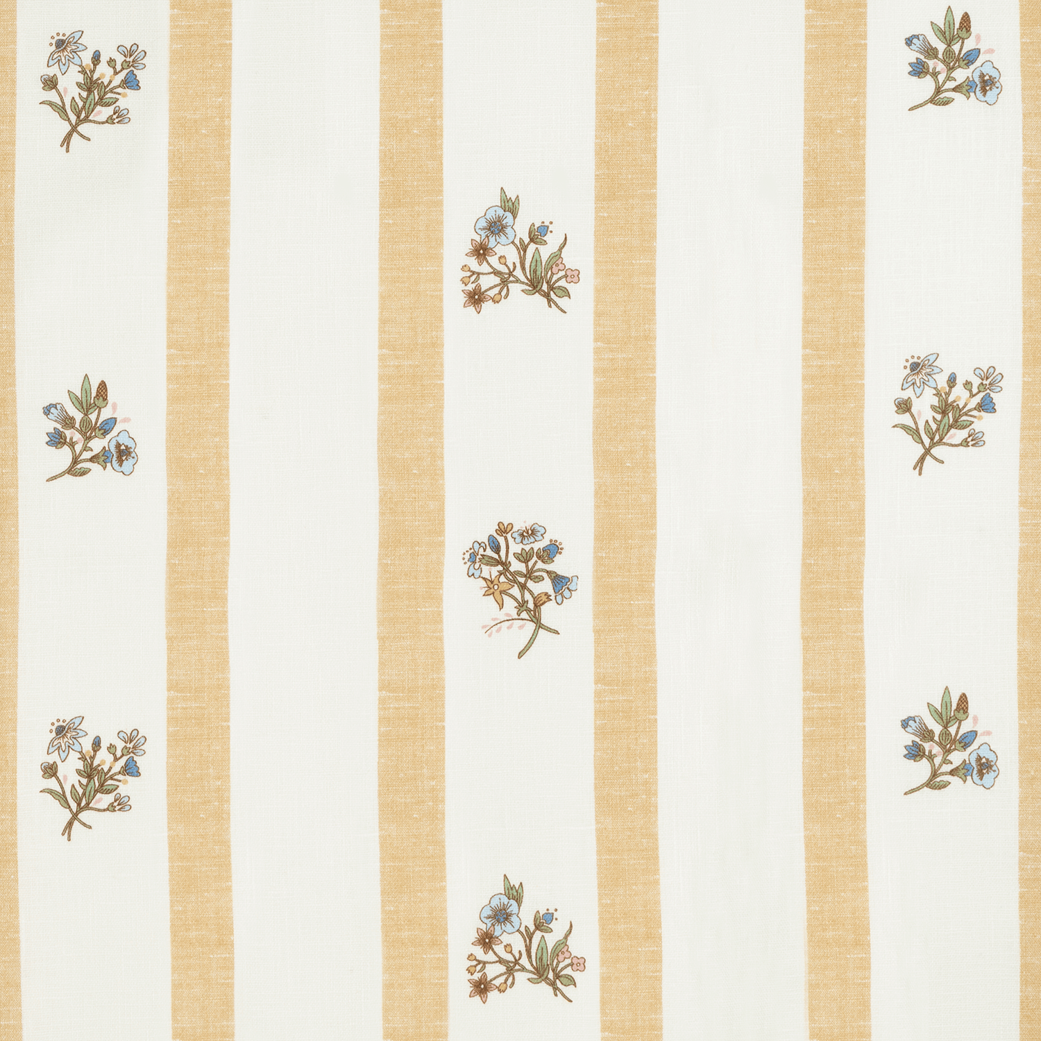 Flax & Field Posy Stripe Dual Use Printed Linen Ochre/Pale Oyster