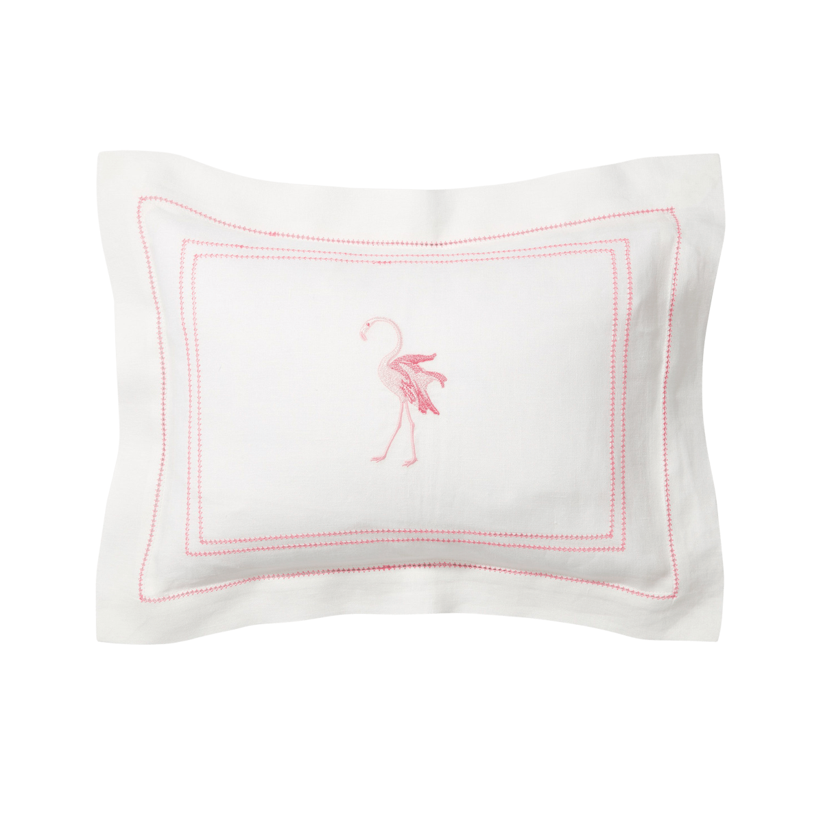 Flamingo Small Pink Hem Stitch Pillow
