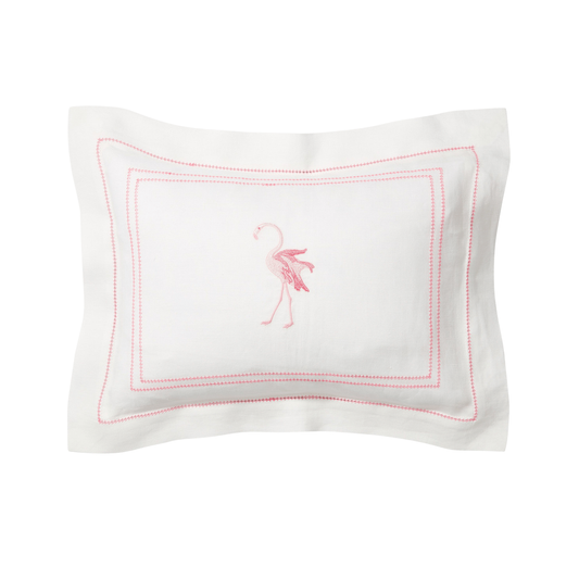 Flamingo Small Pink Hem Stitch Pillow
