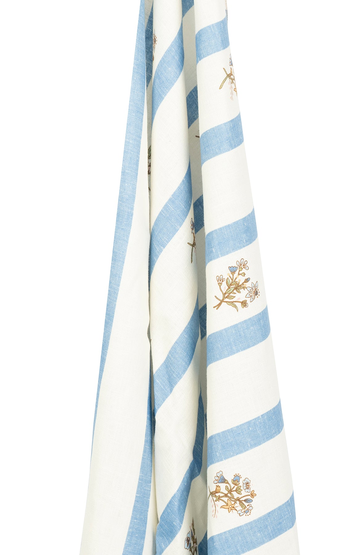 Flax & Field Posy Stripe Dual Use Printed Linen Cornflower Blue/Oyster