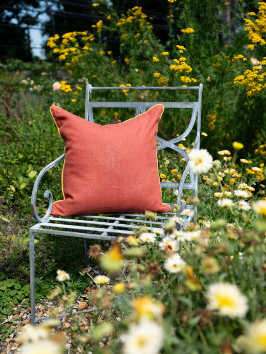 Marsala Cushion with Ochre Piping