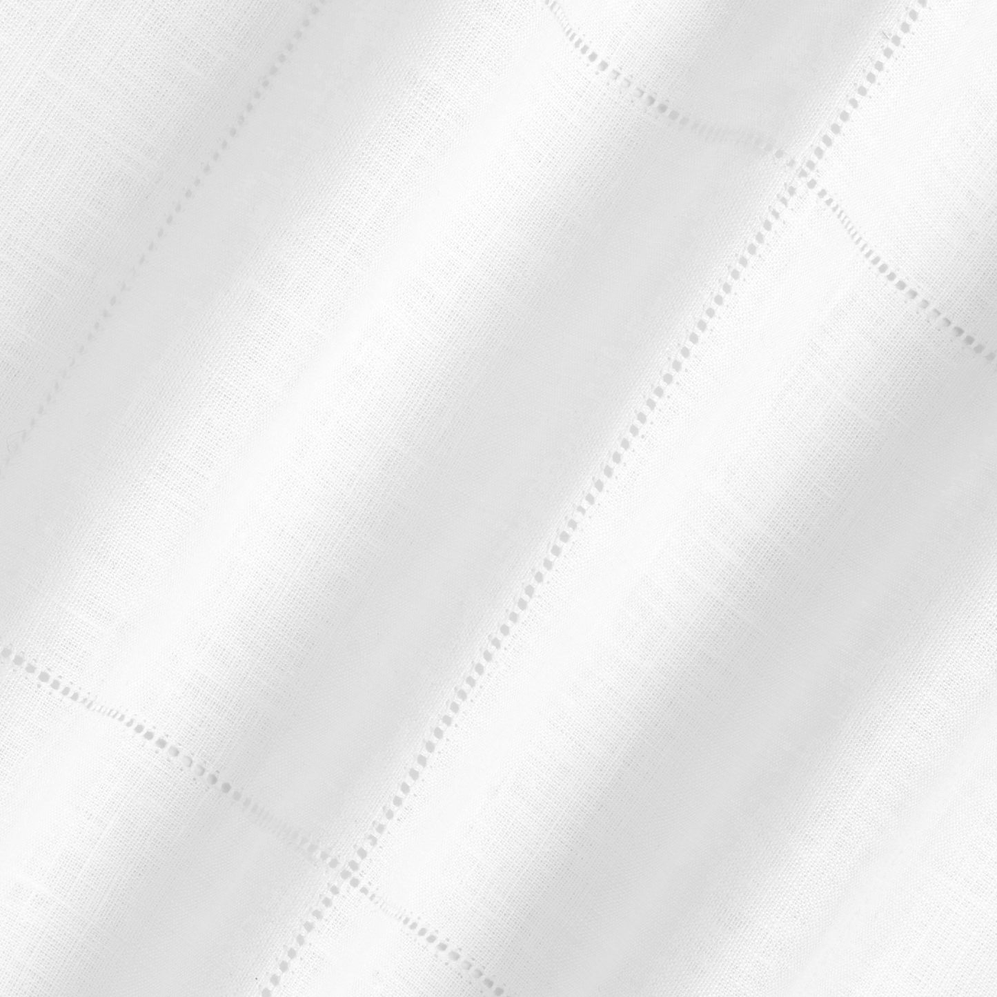 Close up of drawn thread - hemstitch check in ivory white