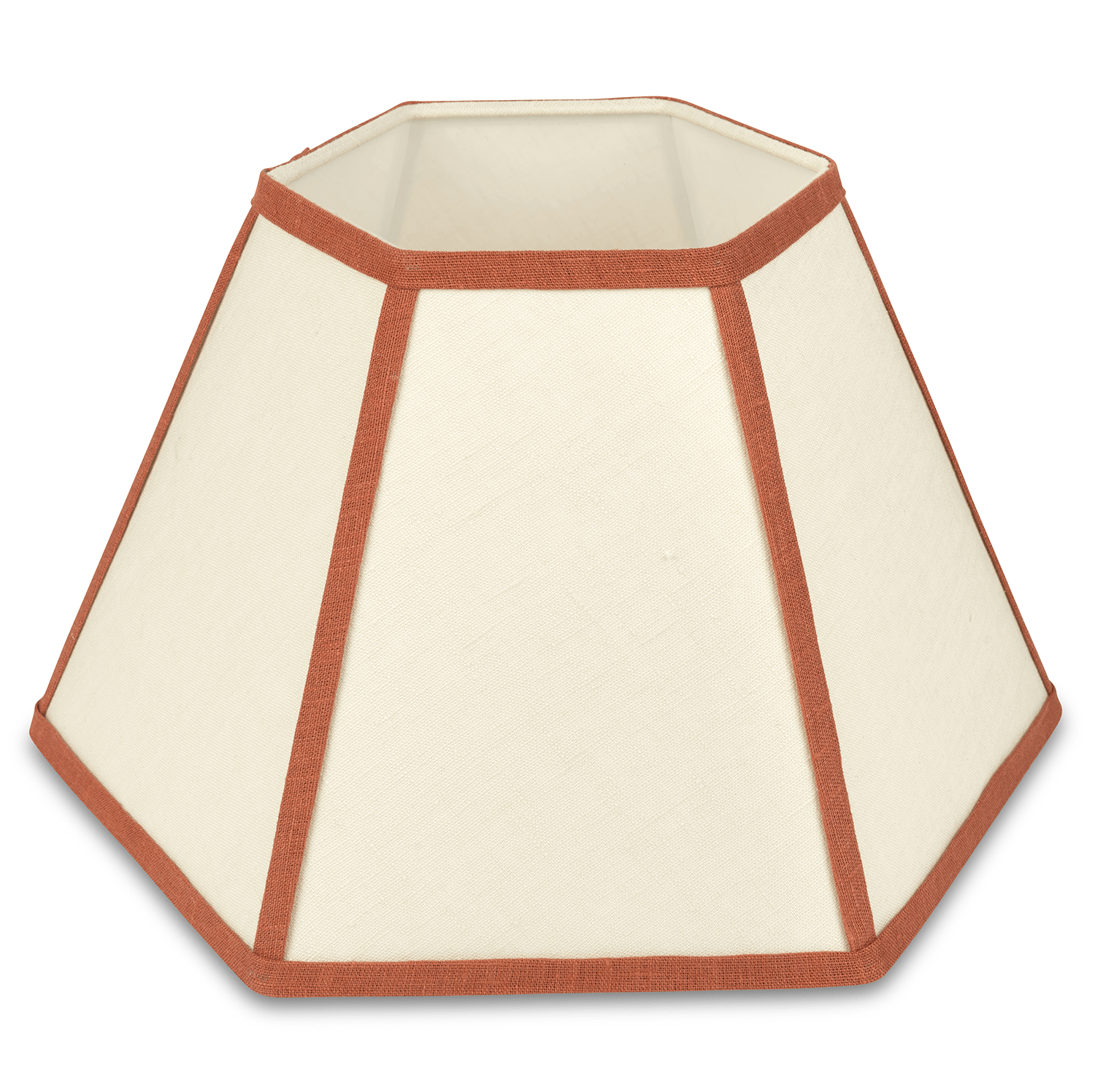 hexagonal lampshade in oatmeal with contrast trim