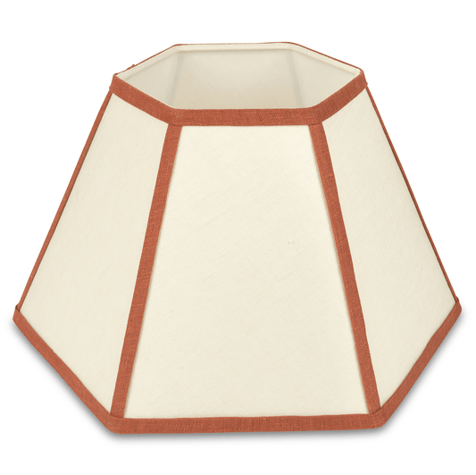 hexagonal lampshade in oatmeal with contrast trim
