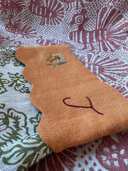 Christmas Stocking T and Wildflower Embroidery in Flora Fern Green & a Saffron Scalloped Top