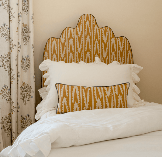 Kokoshnik Headboard in Printed Linen
