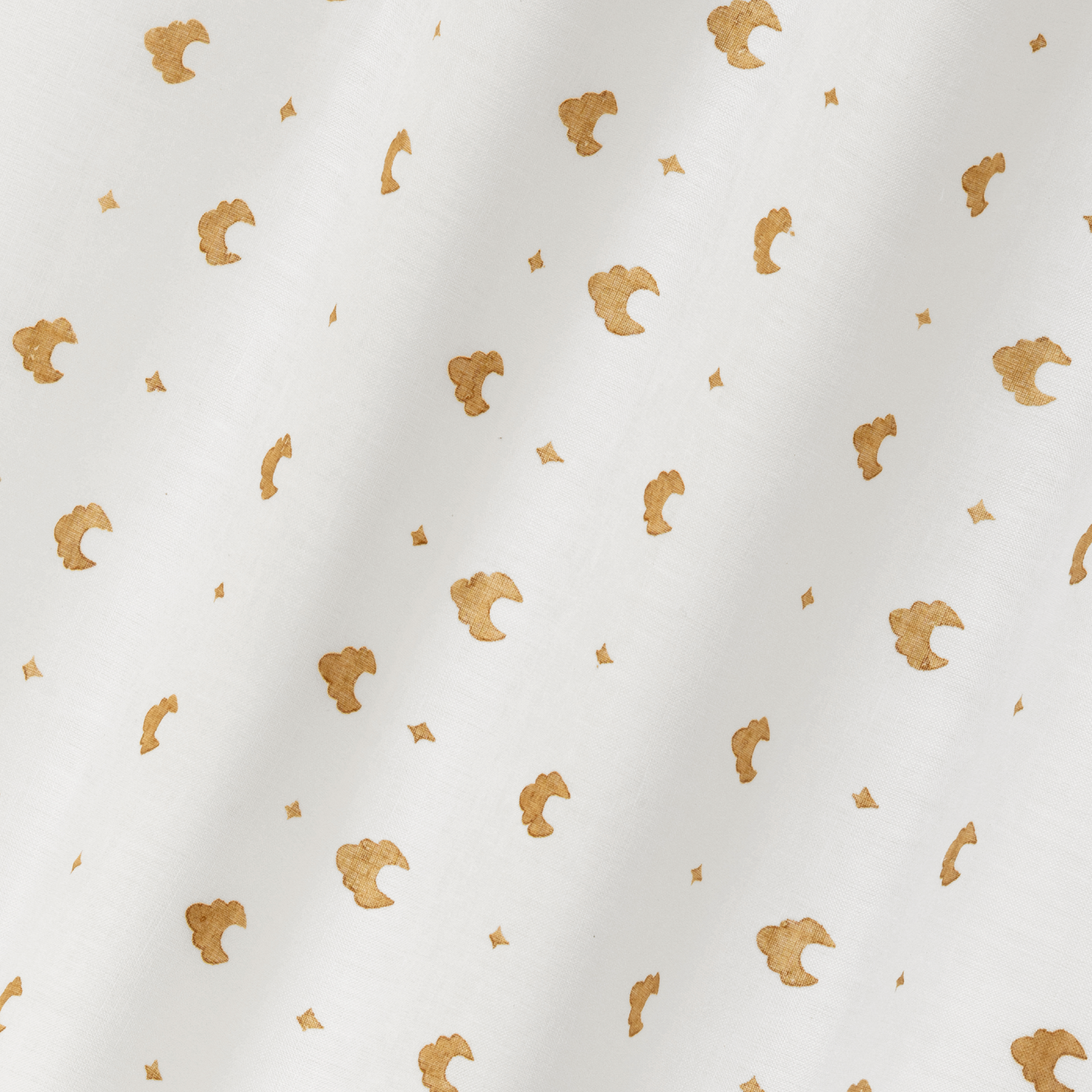 Off Cut - 0.5m Kokoshnik Printed Voile Linen Old Gold/Oyster