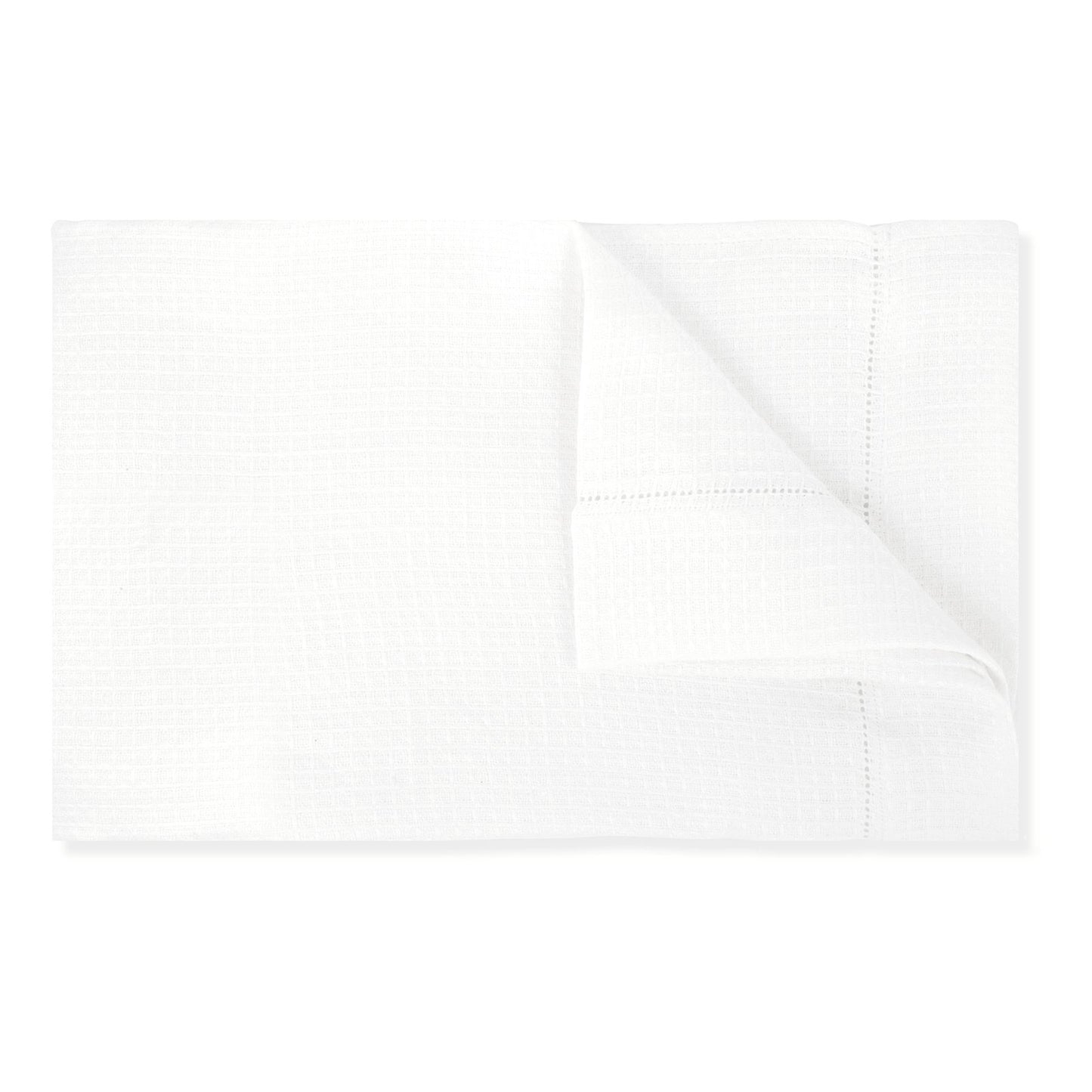 Liège Bath Sheet in Ivory White Waffle with White Hemstitch