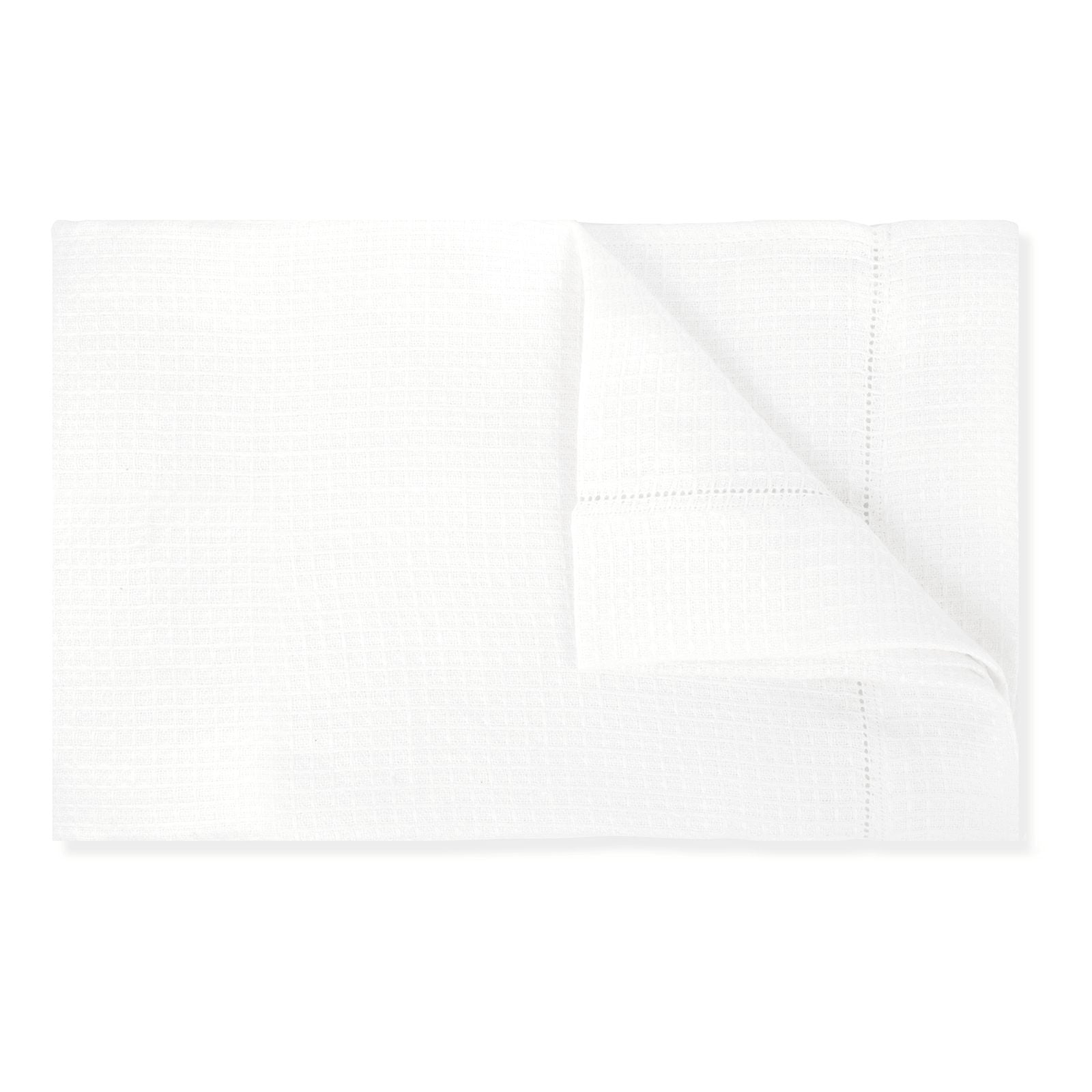 Liège Bath Sheet in Ivory White Waffle with White Hemstitch