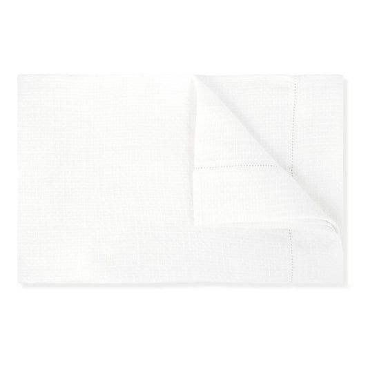 Liège Bath Sheet in Ivory White Waffle with White Hemstitch