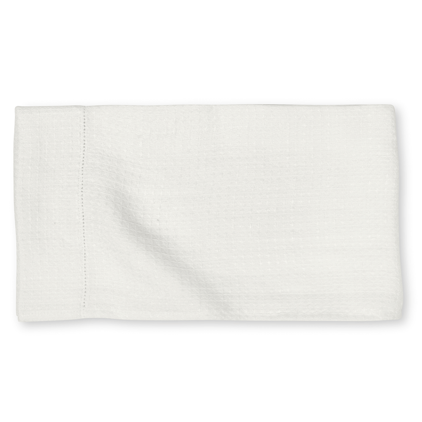 Liège Hand Towel in Ivory White Waffle with White Hemstitch