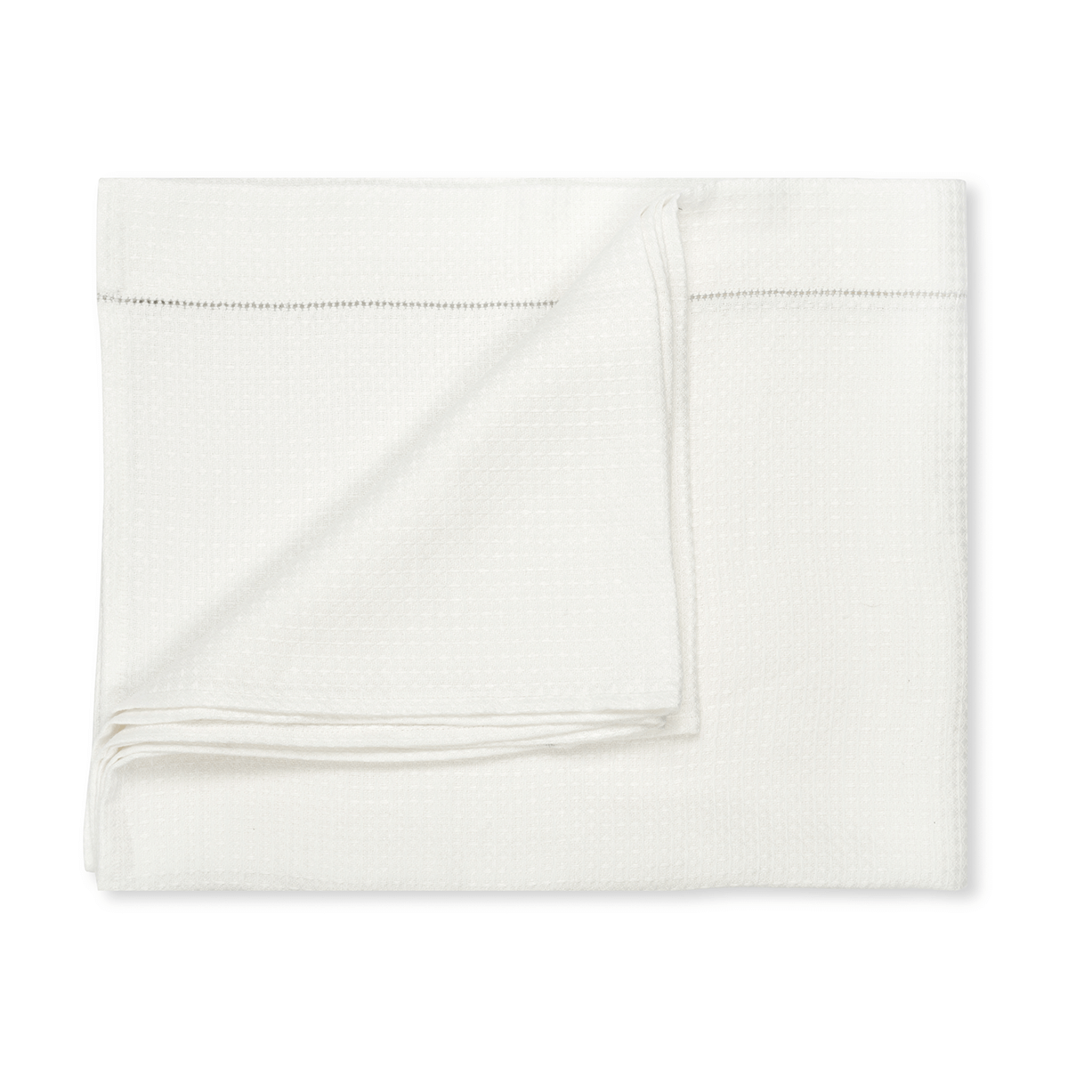 Liège Bath Sheet in Ivory White Waffle with Parma Grey Hemstitch