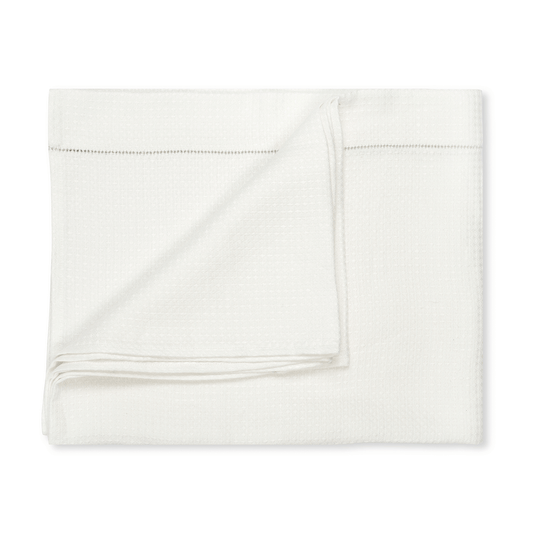 Liège Bath Sheet in Ivory White Waffle with Parma Grey Hemstitch