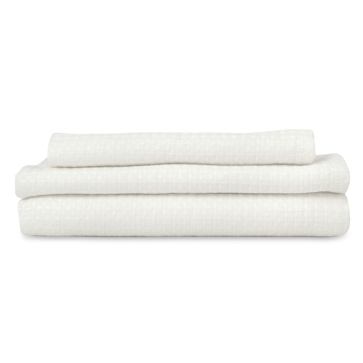 Liège Hand Towel in Ivory White Waffle with Parma Grey Hemstitch