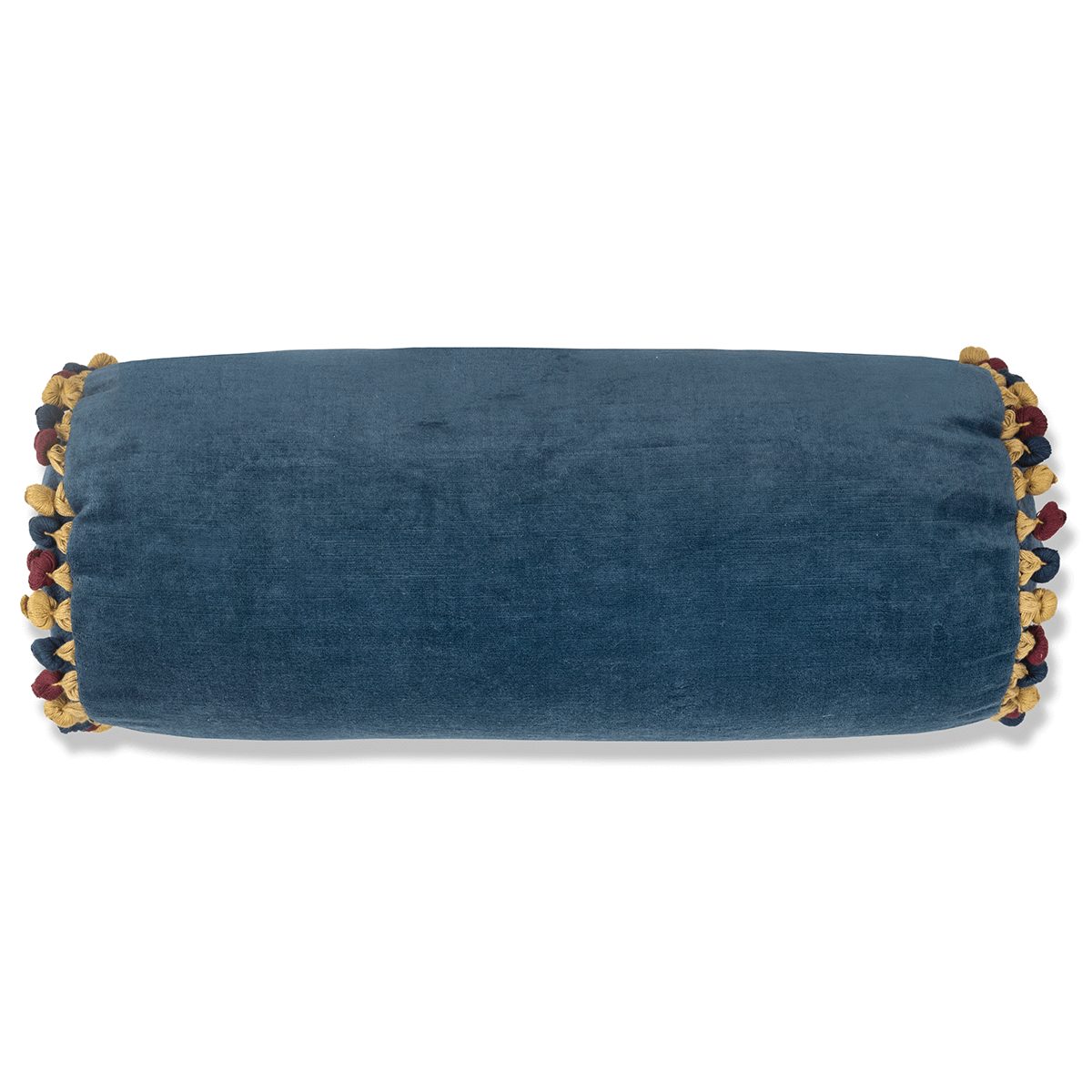 Bolster Cushion in Midnight Blue Velvet with Tassels