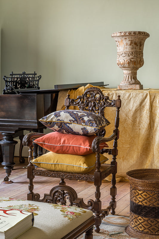 Ochre Parma Grey Trim Cushion