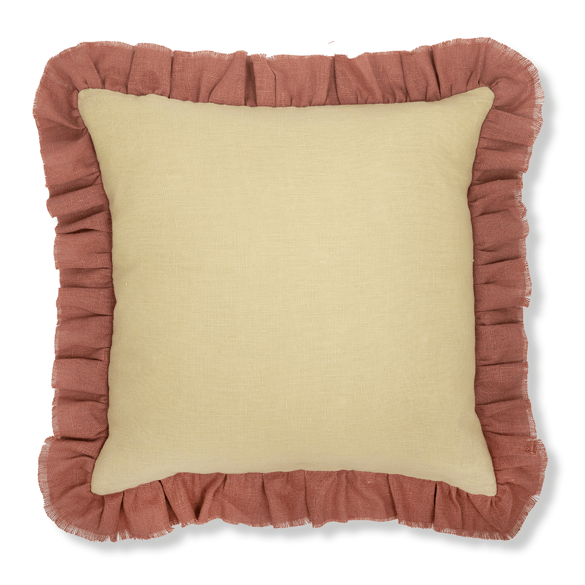 Pale Gold Cushion with Sirin Terracotta Frill