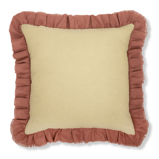 Pale Gold Cushion with Sirin Terracotta Frill