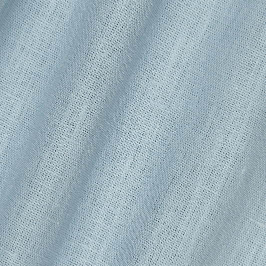 detail image of light weight plain linen in porcelain blue
