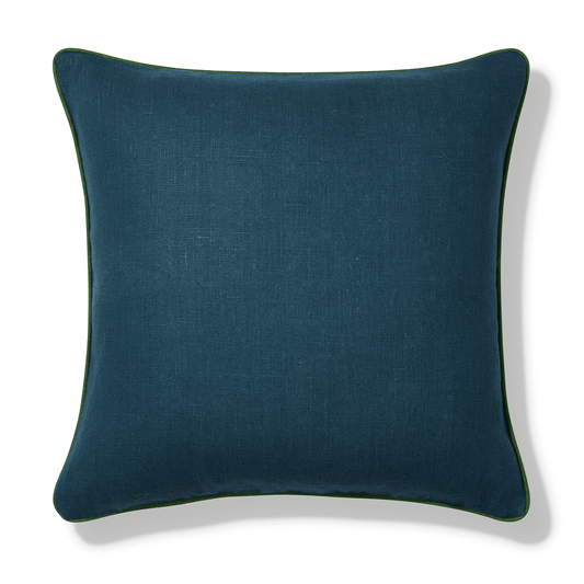 Prussian Blue Emerald Trim Cushion