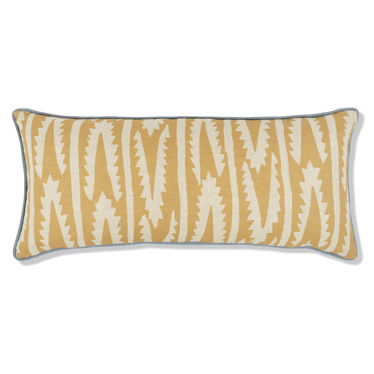 Shashka Cushion in Ochre with Chambray Blue Trim