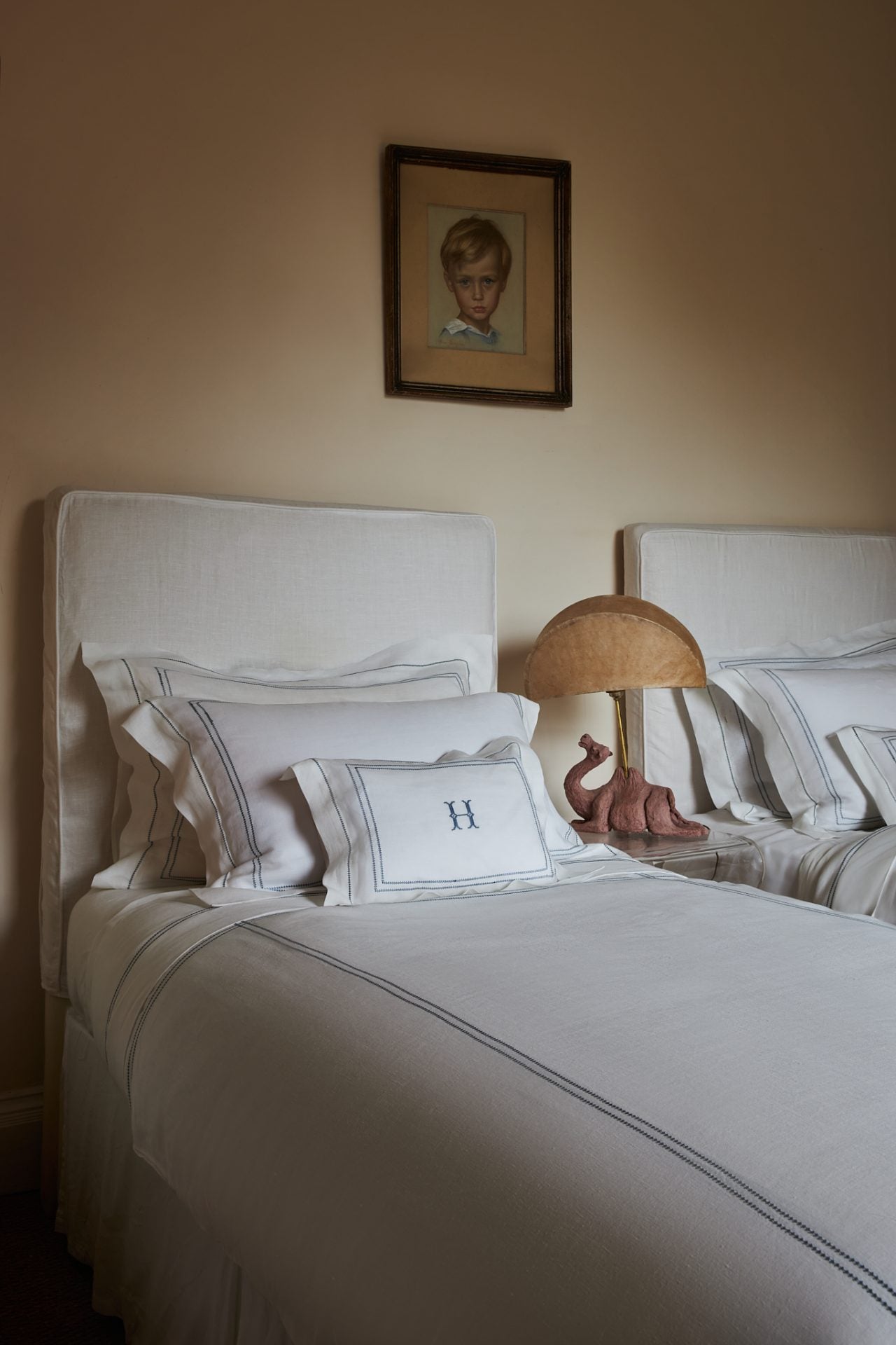 Elizaveta Top Sheet in Prussian Blue Hemstitch