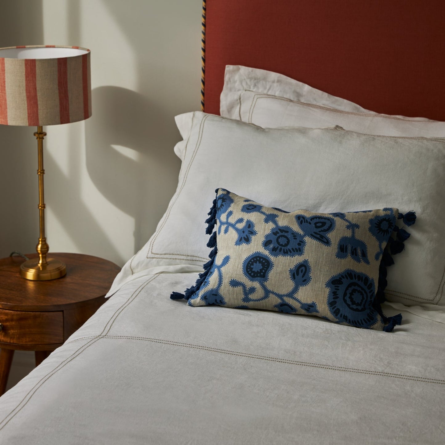 Persian Poppy Dual Use Printed Linen Cornflower Blue/Natural