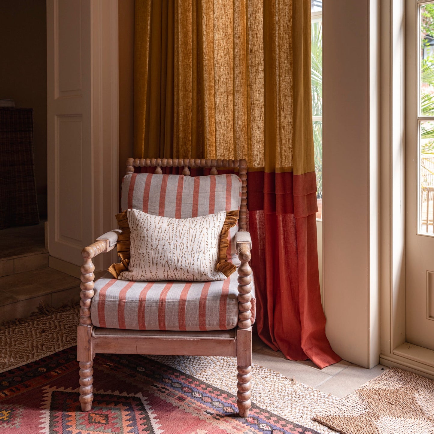 Bold Stripe Linen Terracotta/Natural