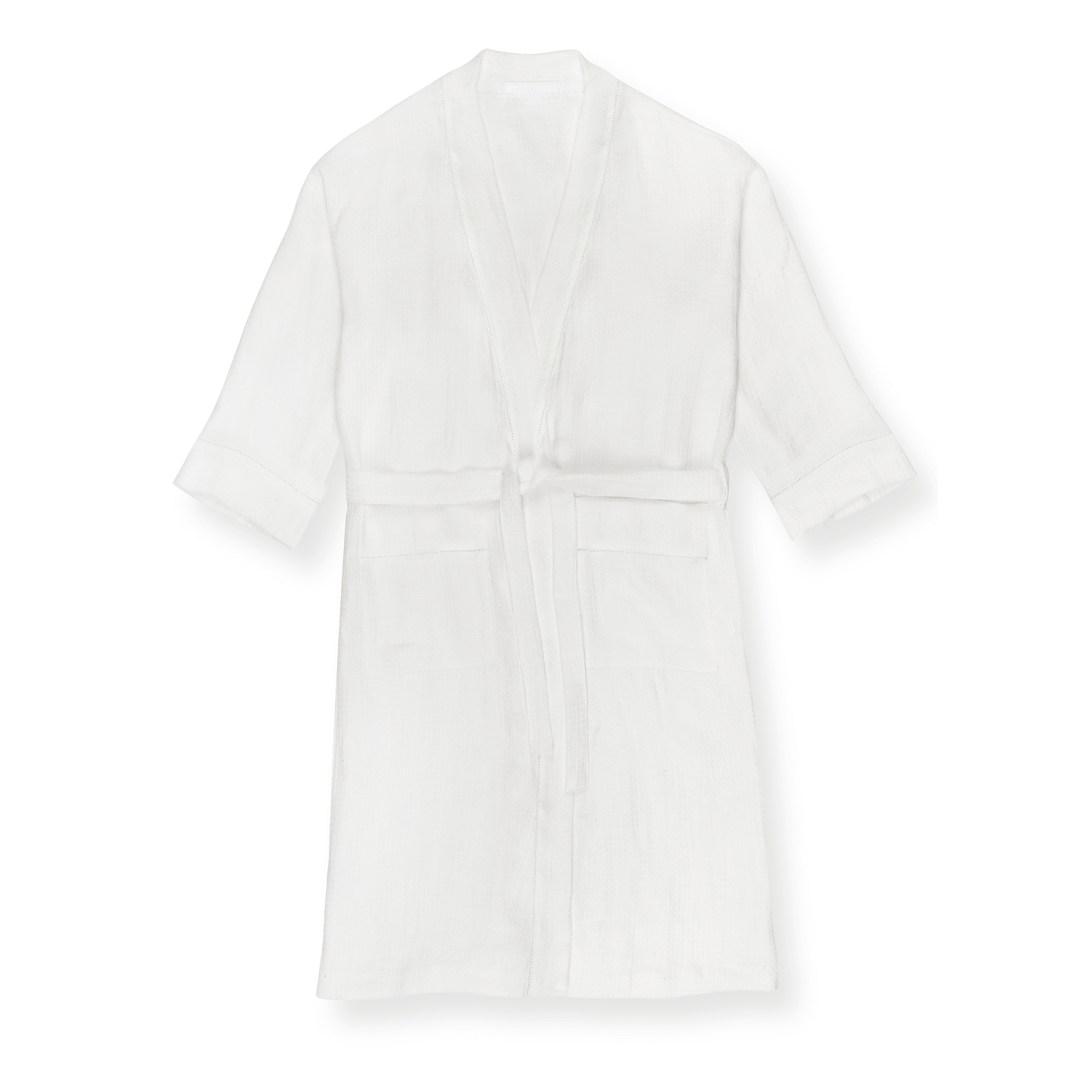 Liège Robe in Ivory White Waffle with Ivory White Hemstitch