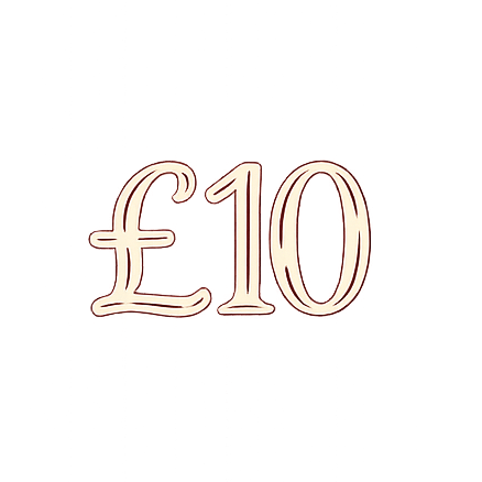 £10 symbol on a white background