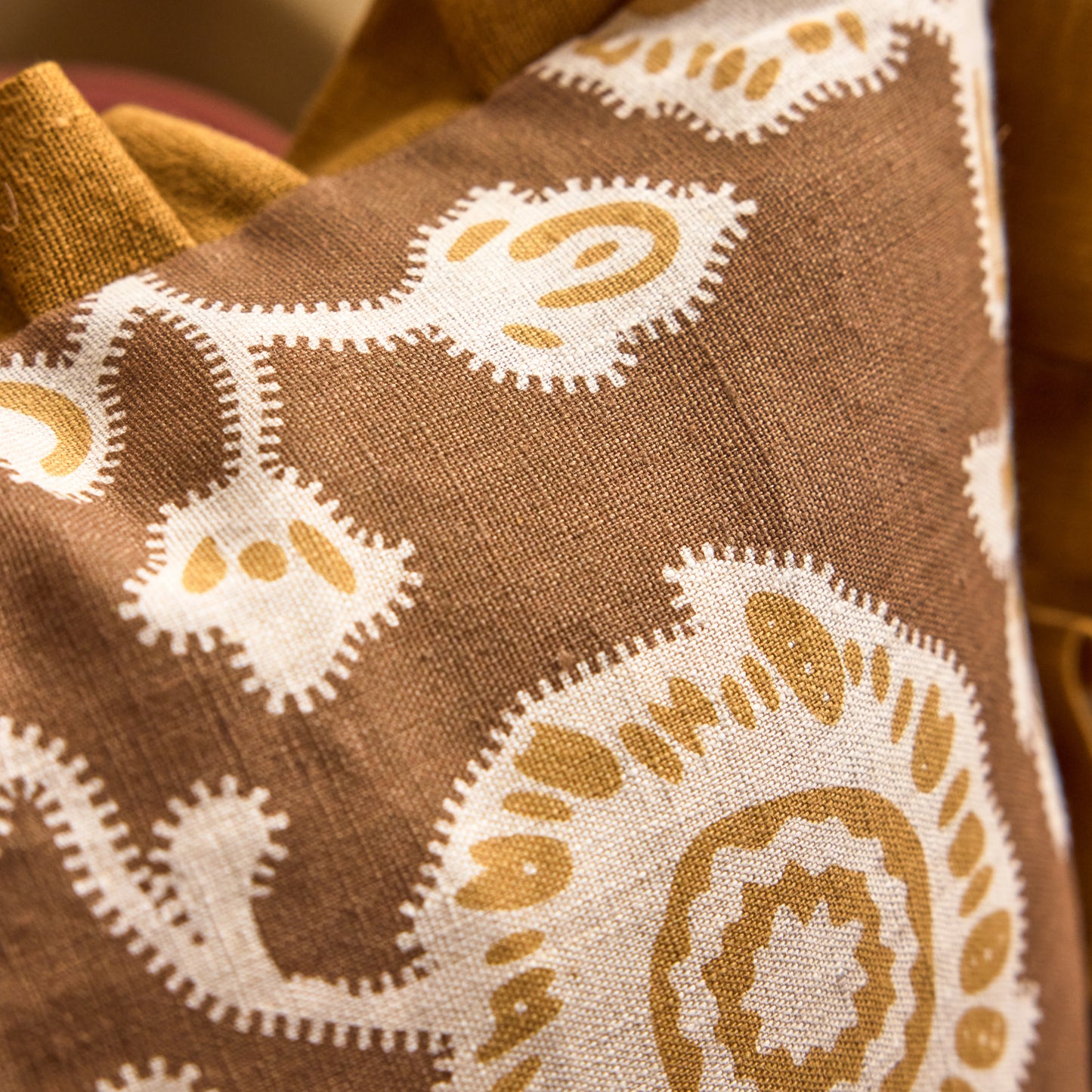 Persian Poppy Dual Use Printed Linen Bronze/Natural