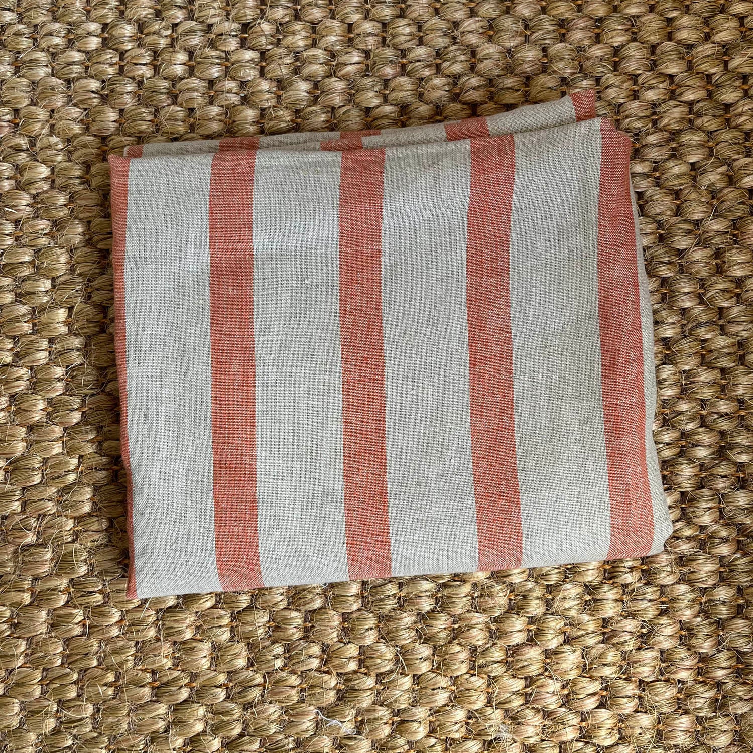 Prop Fabric Off Cut - Bold Stripe Linen Terracotta, 1.1m x 1.8m